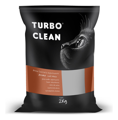 Arena Sanitaria Para Gatos Turbo Clean Aroma Café Moka 2kg