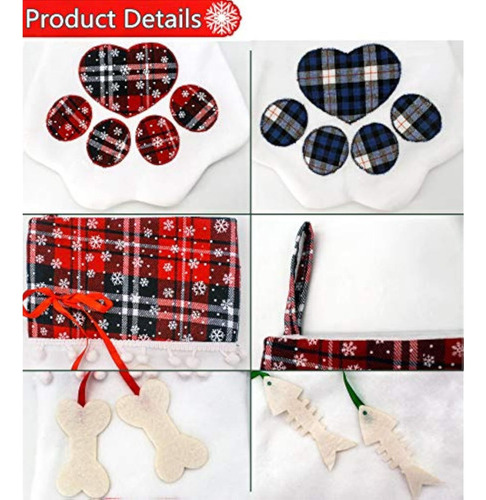 2 Calcetín De Navidad Con Pata De Perro,decoracion Navideñas