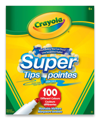 Crayola Super Tips - Marcadores Lavables De 100 Unidades Color Blanco