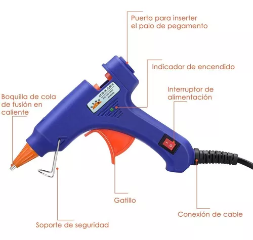 Pistola Silicona Caliente 20W con 50 Barras Pegamento Caliente