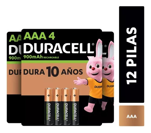 Pack 12 Pilas Recargables Duracell Tamaño Aaa