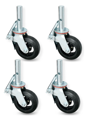Kit 4 Rodízio Giratório Para Andaime Com Freio 330mm 200kg