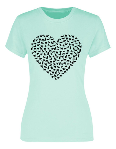 Playera Mujer Manga Corta - Corazón De Gato - Amor