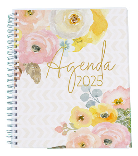 Agenda 2025 2 Días Pasta Dura Arillo Metálico Mod. Boho Chic 2025