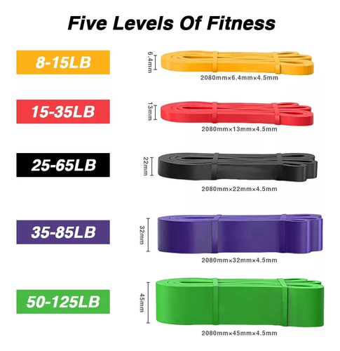 Kit 14 Power Bands Banda Elástica De Resistencia Pull Up Gym