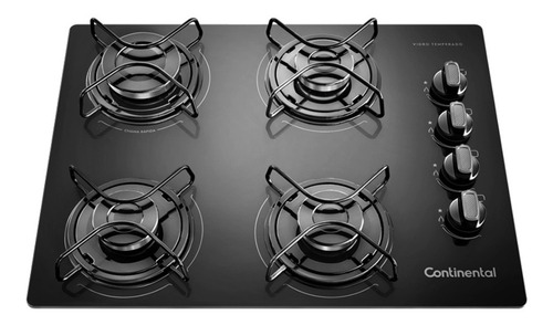 Cooktop Continental Gas Kc4gp Mesa De Vidro Preta Bivolt 4q Cor Preto 110V/220V