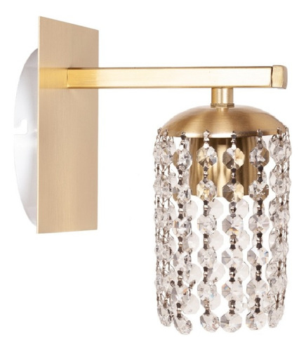 Lampara Colgante 1 Luz Lyon Dorado C/ Caireles De Vidrio Estructura Bronce Mate