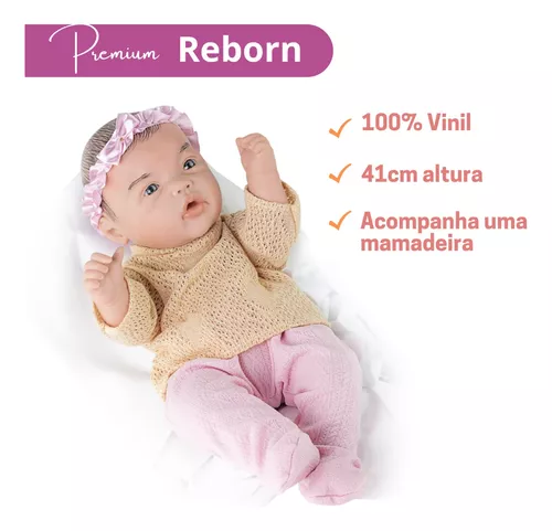 Boneca Bebê Reborn Realista Menina Silicone Pode Dar Banho - Milk