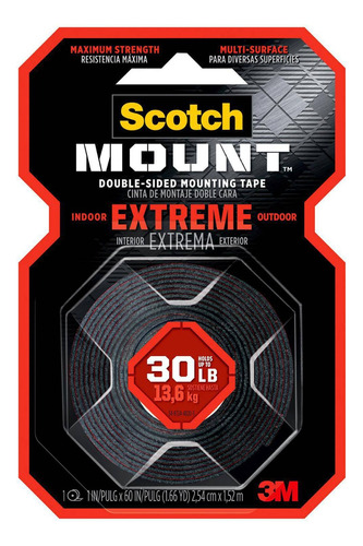 Cinta Doble Faz Scotch-mount Extrema 25,4 Mm X 1,52 M