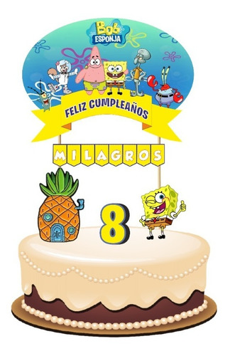 Cake Topper Bob Esponja Adorno Para Tortas Personalizados