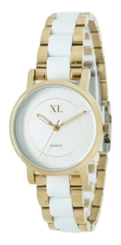 Reloj Mujer Xl Original Malla De Metal Dorado 740-20