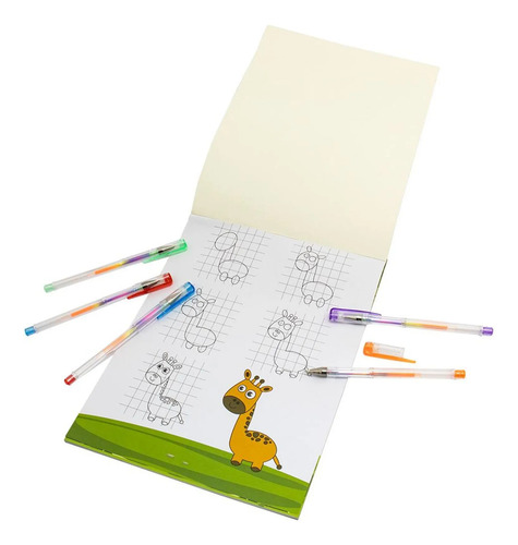 Animais Aprenda A Desenhar Animais + 5 Canetas Coloridas | Happy Books