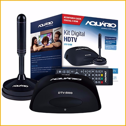 Kit Conversor Digital Hdtv Aquário Dtv-5100 + Antena Interna