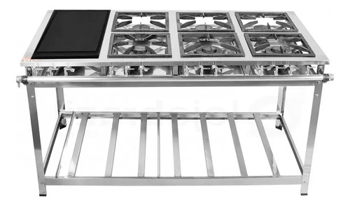 Fogão Industrial 6 Bocas Chapa Baixa Pressão Inox Queim Simp