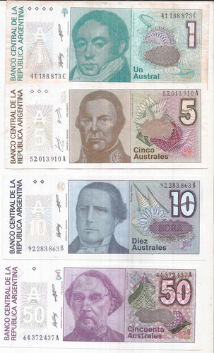 Serie Completa De Australes 12 Billetes 1 A 500.000 (Usado)