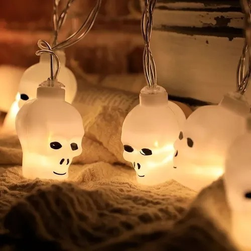 Decoración Serie De Halloween Led Calavera + Pilas Aa Gratis