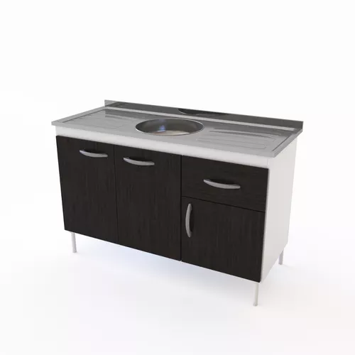 Loysa. Mueble de cocina bajo mesada gris y aéreo 150 cm Cisne