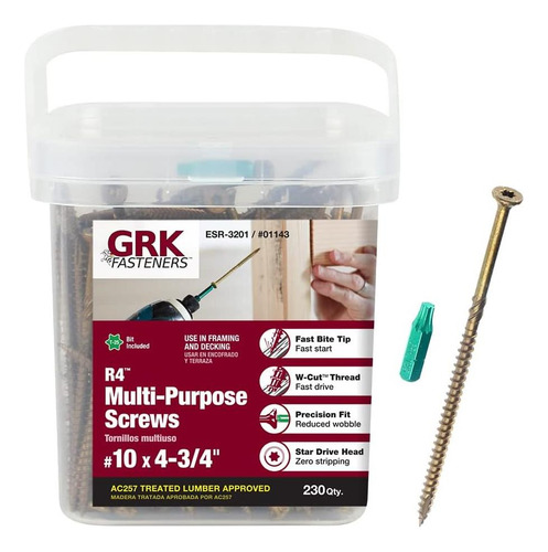Grk 10 X R4 Parafusos Multiuso 230 Contagem