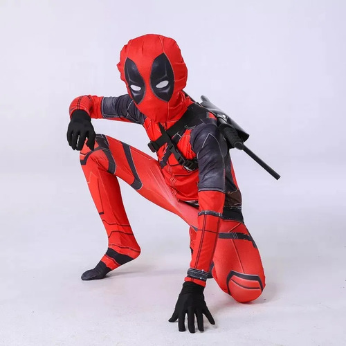 Traje Deadpool Cos + Mochila + Espada Para Crianças Adultos1