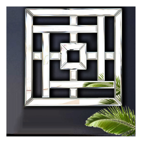 Espejo Pared Cuadrado Hermoso Decorativo Plateado 12