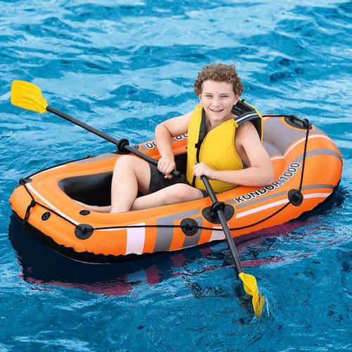 Bote Inflable Con Remos Niños Sop 80kg Lago Piscina Playa