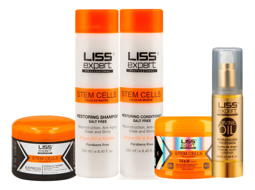 Kit Alisado Extremo Shampu Masc Acond Serum Liss Expert