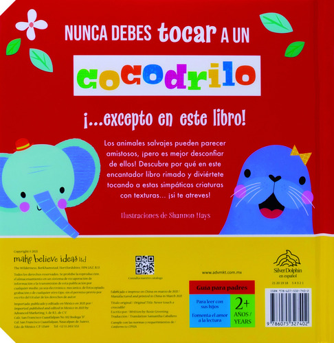 Libro Nunca Toques Un Cocodrilo Texturas Tapa Dura Bebés +2