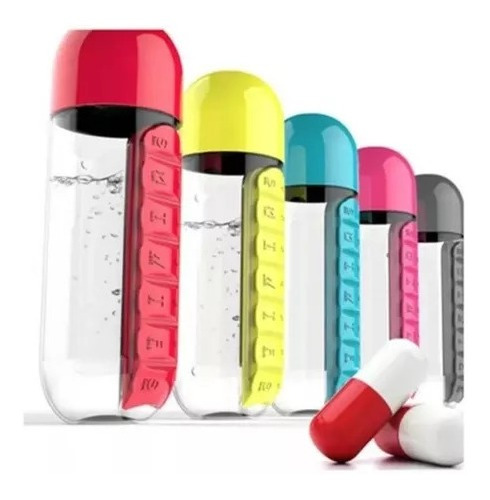 Organizador De Pastillas + Botella De Agua 600ml