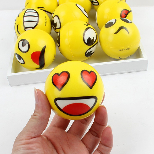 24 Pelotas Emoji Maquinitas Esponja Suaves Estrés Mayoreo