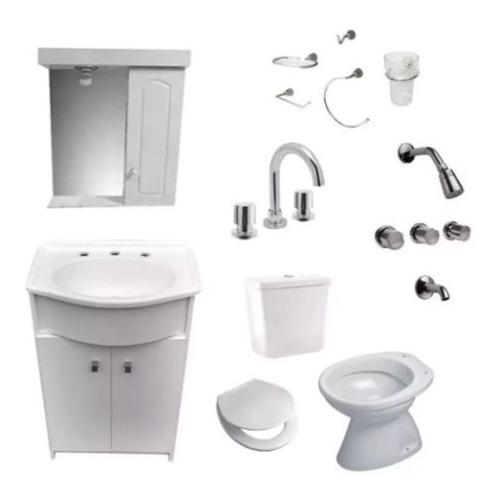 Juego Baño Completo Vanitory Sanitarios Accesorios Griferías
