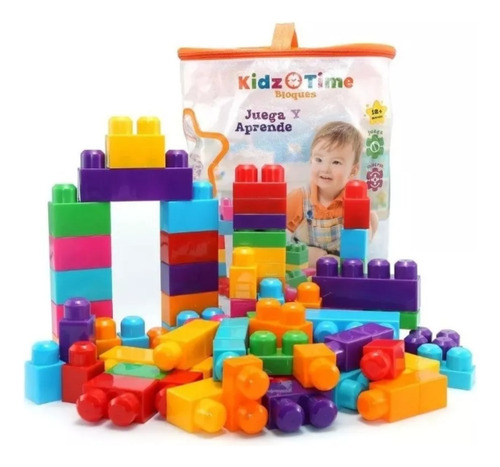 Bloques De Construcción Kidz Time 80 Piezas Juega Y Aprende