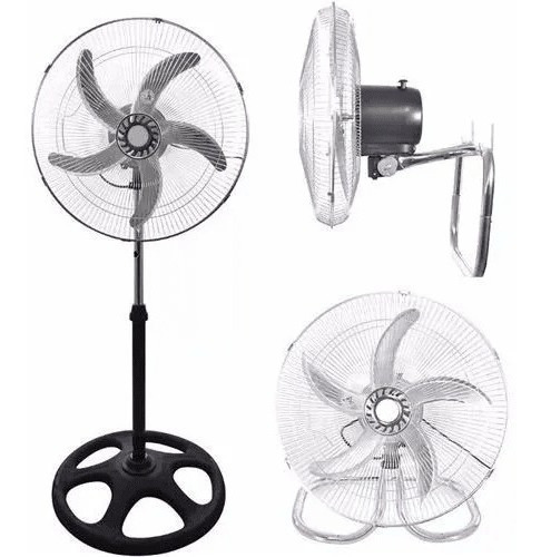 Imagen 5 de 5 de Ventilador 3 en 1 Embassy FY-18A turbo negro con 5 palas color plateado de metal, 18" de diámetro 220 V