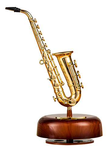 Caja De Música Saxofón Giratoria Regalo Arte Miniatura Para