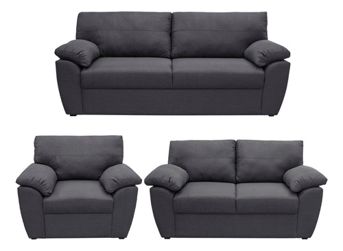 Sofá 3 Plazas + Love Seat + Sofa Individual Color Gris Oscuro