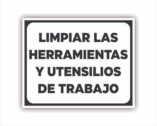 Cartel Limpiar Las Herramientas Y Utensillos  22x28 Cm