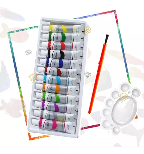 Paleta De Acuarelas X 12 Colores Con Pincel Para Niños