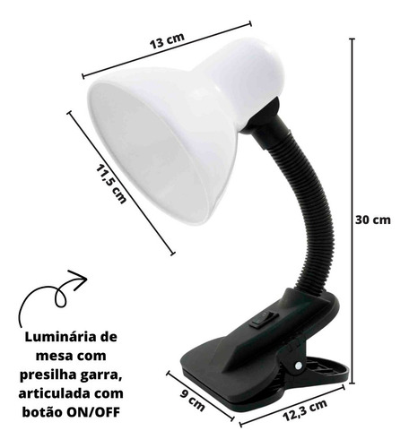 Luminária Presilha Garra Bivolt Com Inmetro - Diversas Cores