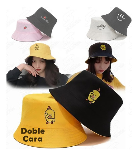 Gorro Bucket Hat Sombrero Pescador Negra Amarillo Rosa