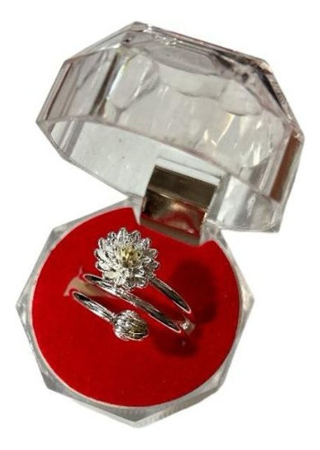 Anillo De Flor De Loto 3 D  Ajustable Enchapado Plata 925