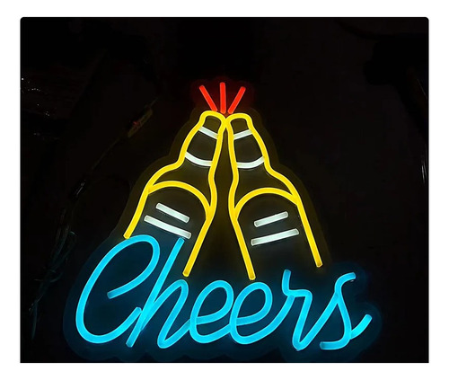 Letrero Led Neon Cerveza Bar Brindis Alto 40cm Luminoso