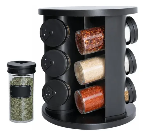 Porta Condimentos Temperos Giratório 9 Potes De Vidro