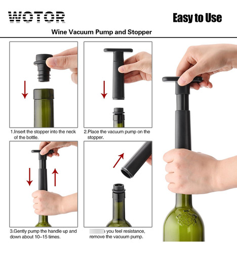 Bomba De Vacío Con 20 Tapones Para Vino Reutilizables