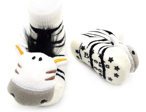Playful Zebra Boogie Toes - Calcetines Con Sonajero (1 Par)