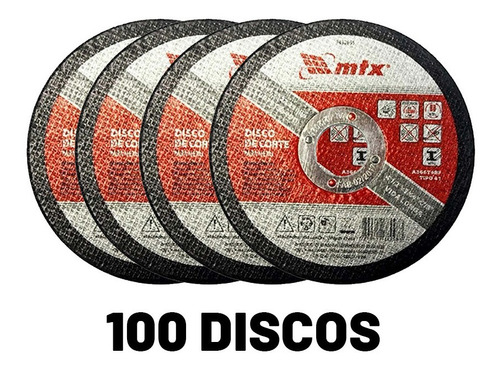 Combo 100 Discos De Corte Para Metal 115x1x22mm 7432655 Mtx