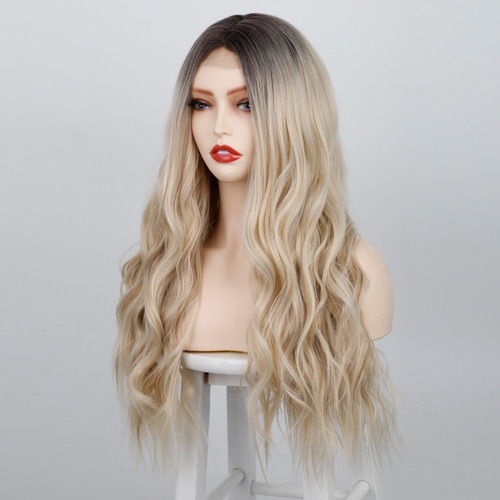Imagen 4 de 8 de Pelucas Para Dama Cabello Larga Fibra Natural Rubia Ondulada