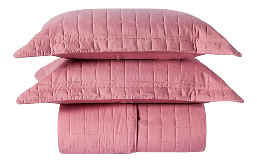 Kit De Cama Colcha Cobre Leito Casal Percal 200 Fios 7 Peças Cor Rosê Garden