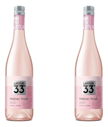 Botella De Vino Rosado Latitud 33 Malbec Rose 750ml X2u