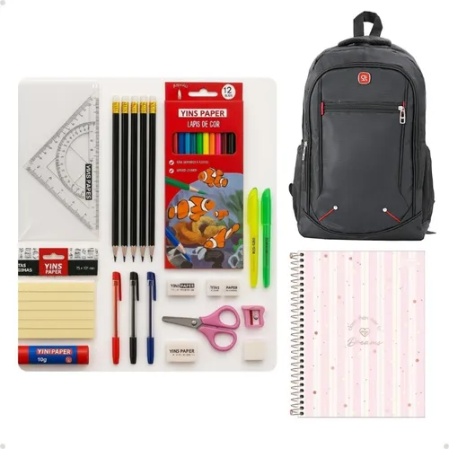 Volta às Aulas 2026: Guia Completo de Kits e Matérias com Melhor Custo-benefício 19 Kit Material Escolar Com Caderno E Mochila Econômico Kit Menina