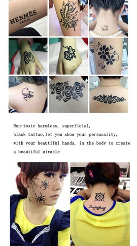Imagem 8 de 10 de 24 Tubos Tinta De Rena Preta + Aplicador Tatuagem Temporária