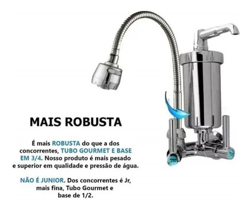 Torneira Gourmet Com Filtro Cozinha Luxo Parede Metai Inox